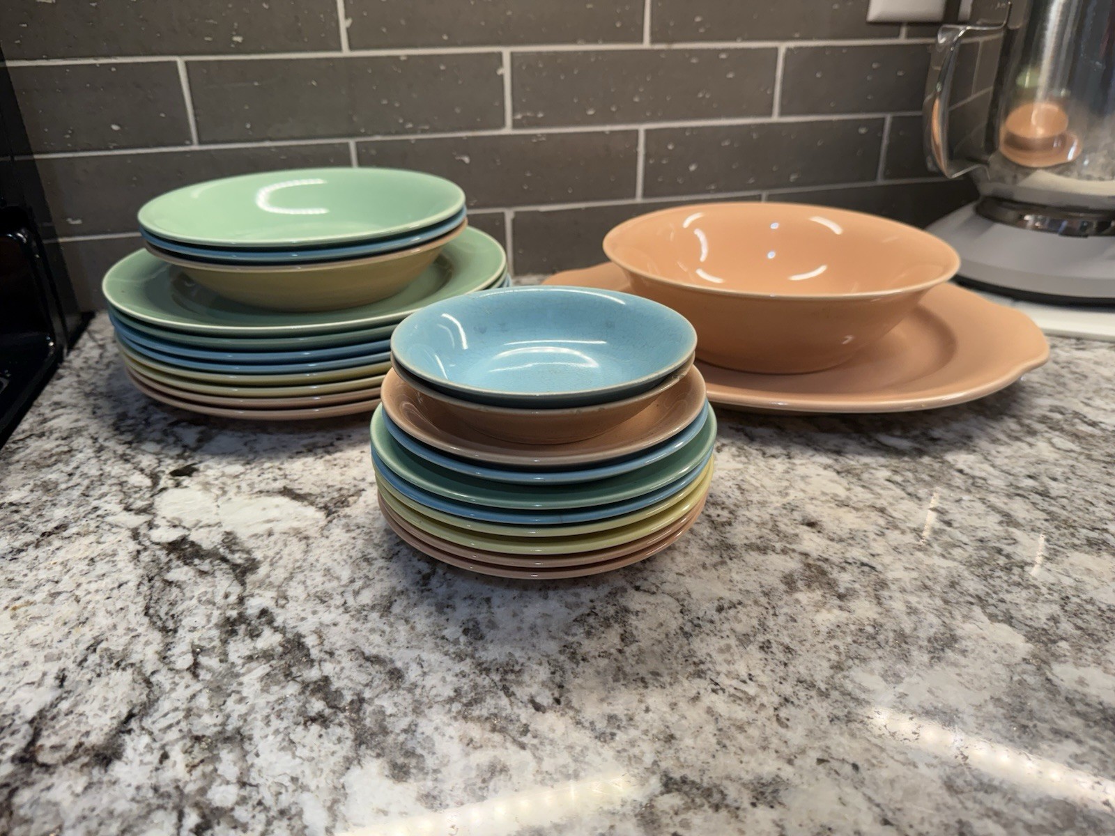Vtg Universal Cambridge Largo Pastel Dishes Mixed Lot MCM Harlequin