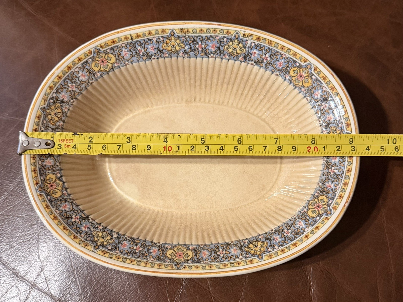 Ridgways England Orient Vegetable Dish Ceramic 9” Crackle Glaze CF Bassett 1924