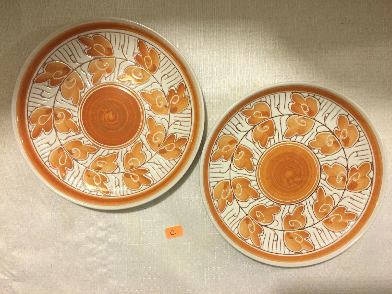 Set of 2 Elle Keramikk Handmade MCM Art Pottery Plate Scandinavian Signed Norway