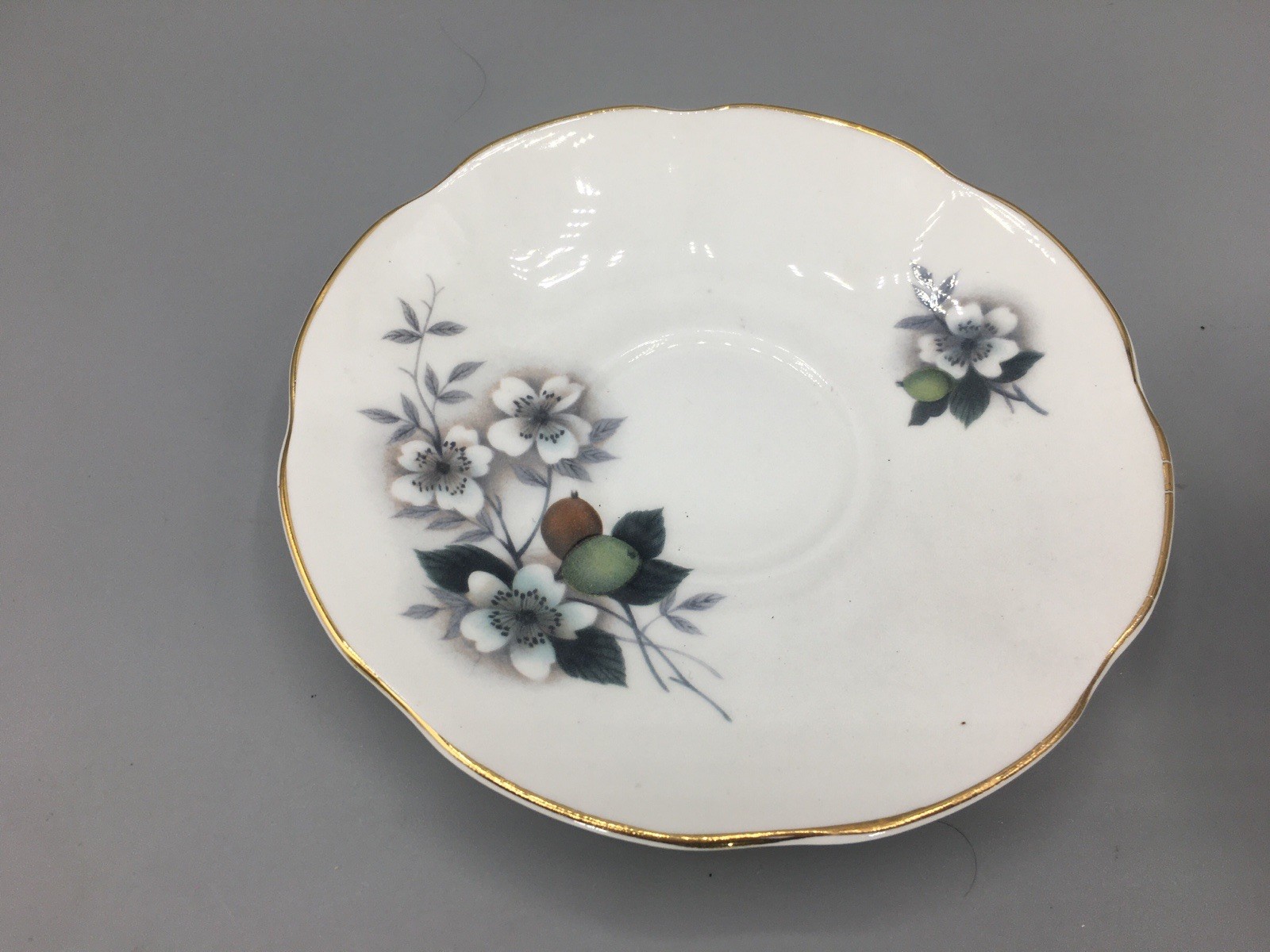 Wildflower Royal Dover Bone China White Floral Teacup & Saucer Vintage England