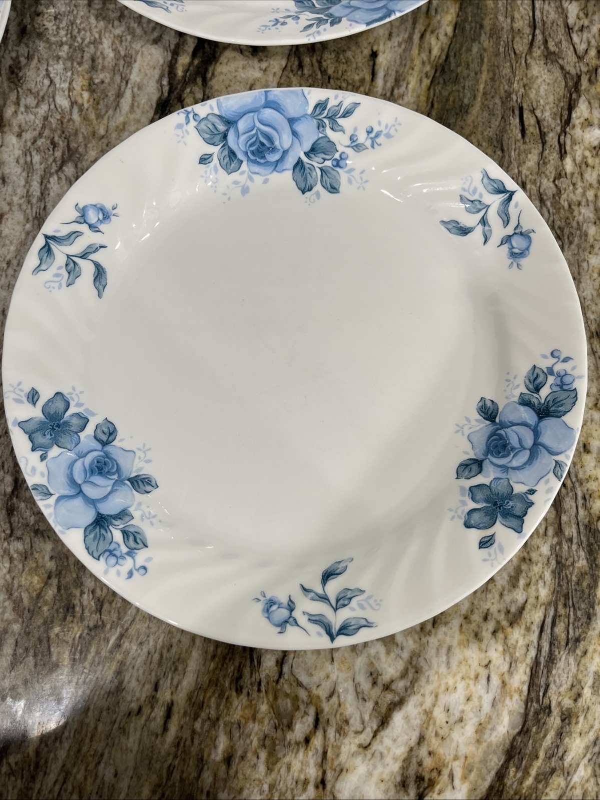Vintage 5 Corelle Corning Blue Velvet Rose Vitrelle Dinner Plates 10 1/4″ 🇺🇸