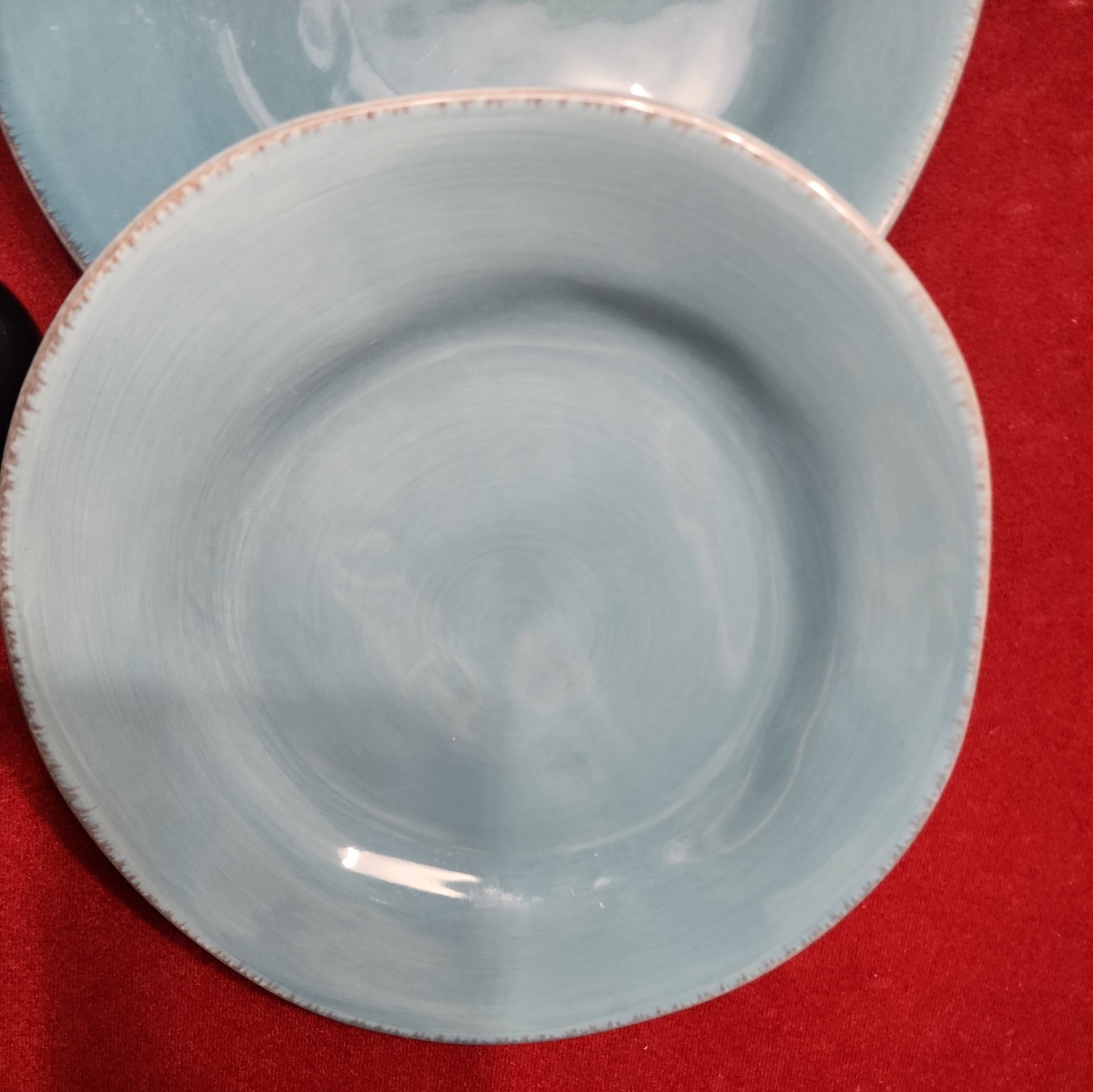 PIER 1 Stoneware ELEMENTAL 4 Salad Plates 8 25″ Smoke Blue RETIRED Asymmetrical