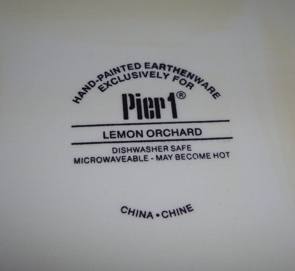 PIER 1 Earthenware Lemon Orchard 11″ Square Dinner Plate NEW