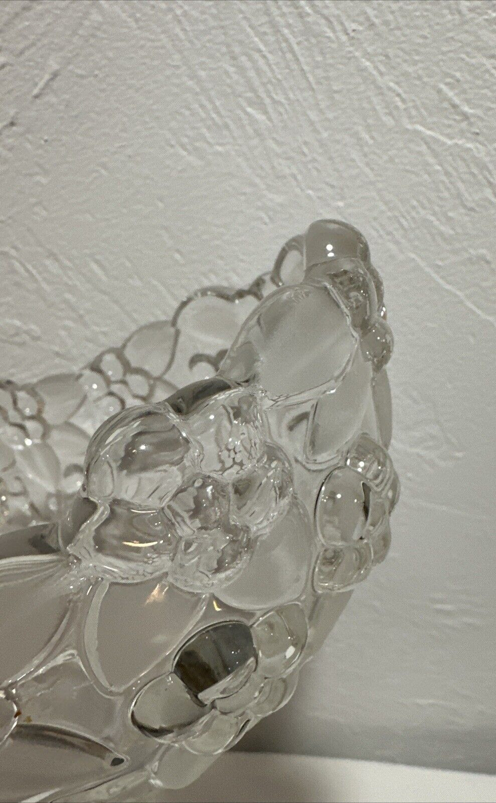 Mikasa – Crystal Glass Oval Bowl -Carmen Pattern Embossed Flowers Frosted Leaves