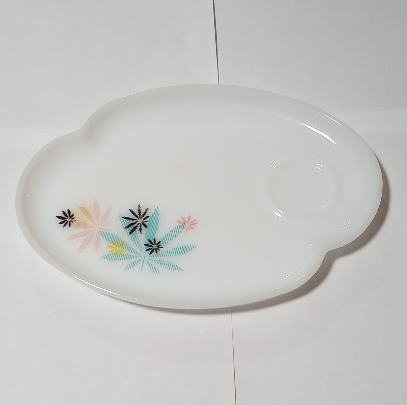 Floral Glass Cup & Saucer Set, White Multi-Color, Four-Piece, Glossy Finish