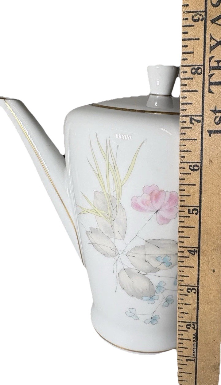 Rosenthal Bettina Parisian Spring Floral White Germany Coffee Tea Pot 8-1/4″