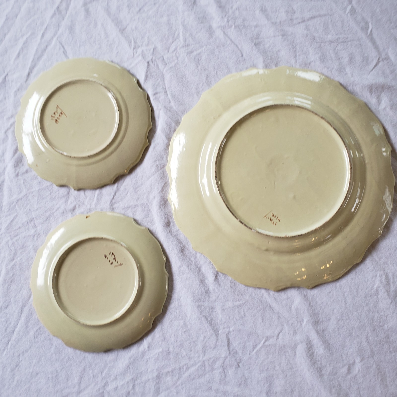 Set of 3 Plates Nico Italy Vintage Hand-Painted Florita Earthenware Pattern
