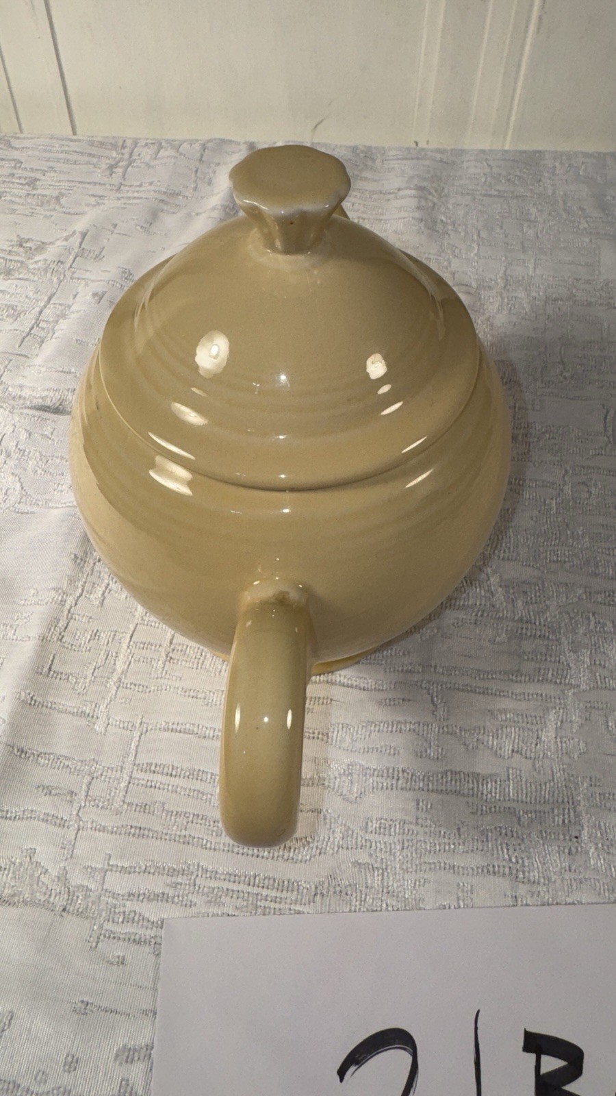 Fiesta Large Ivory Off White Teapot O Ring Handle W/ Lid Art Deco Retro