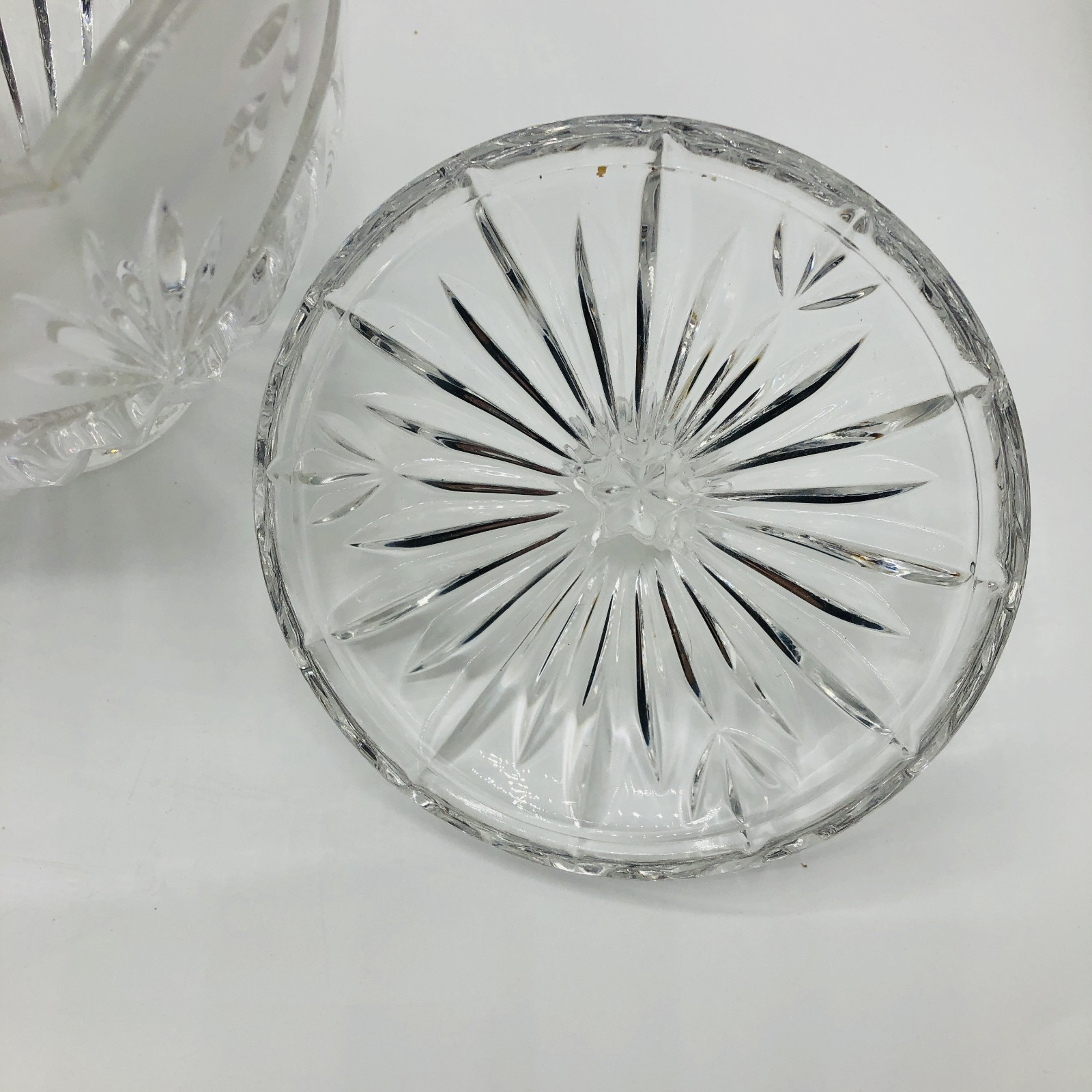 Vintage Clear & Frosted Glass Covered Candy Dish with Lid