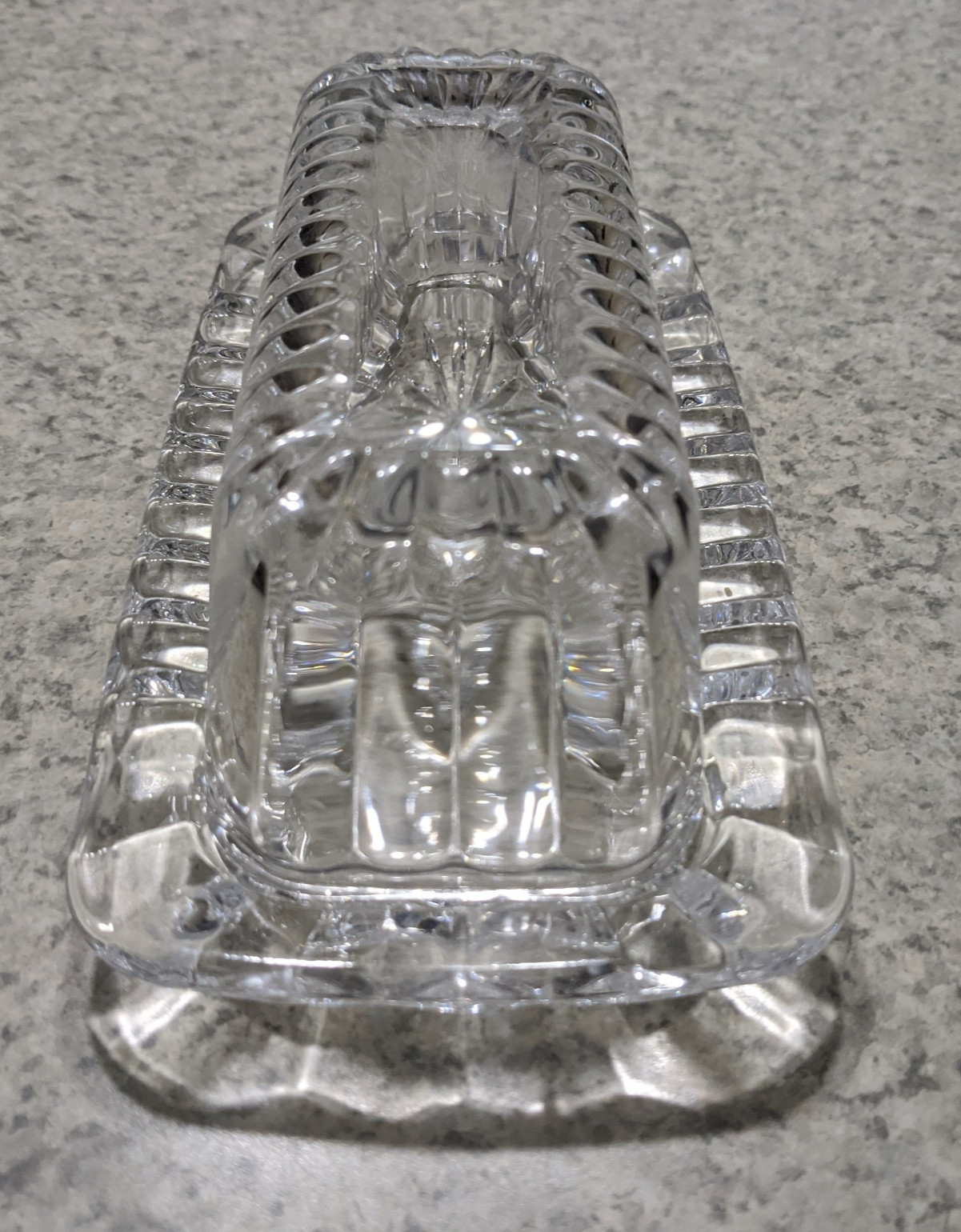 Vintage Anchor Hocking Wexford Clear Glass Covered Butter Dish Lid Base Diamond