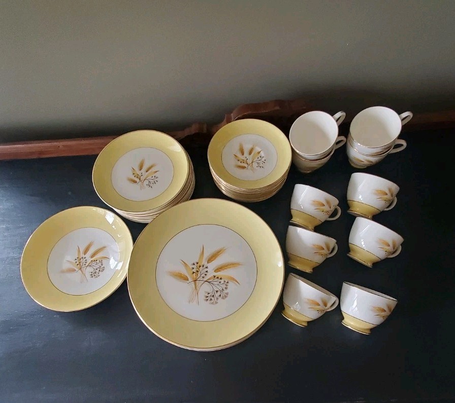Vintage Autumn Gold Century Service Corp Dishes Wheat 41 Pcs Wedding Shower