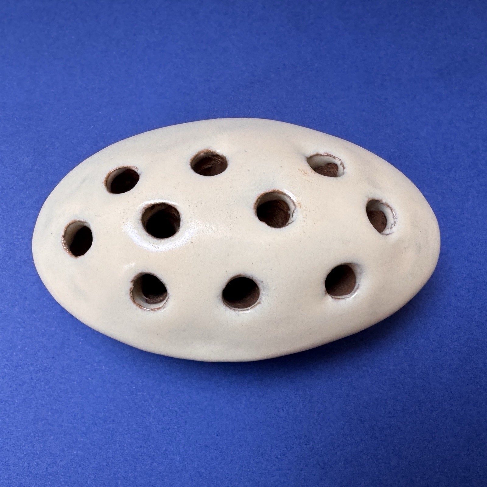 Rare Early Catalina Pottery #201 Pearly White Ivory Flower Frog Replacement 3”