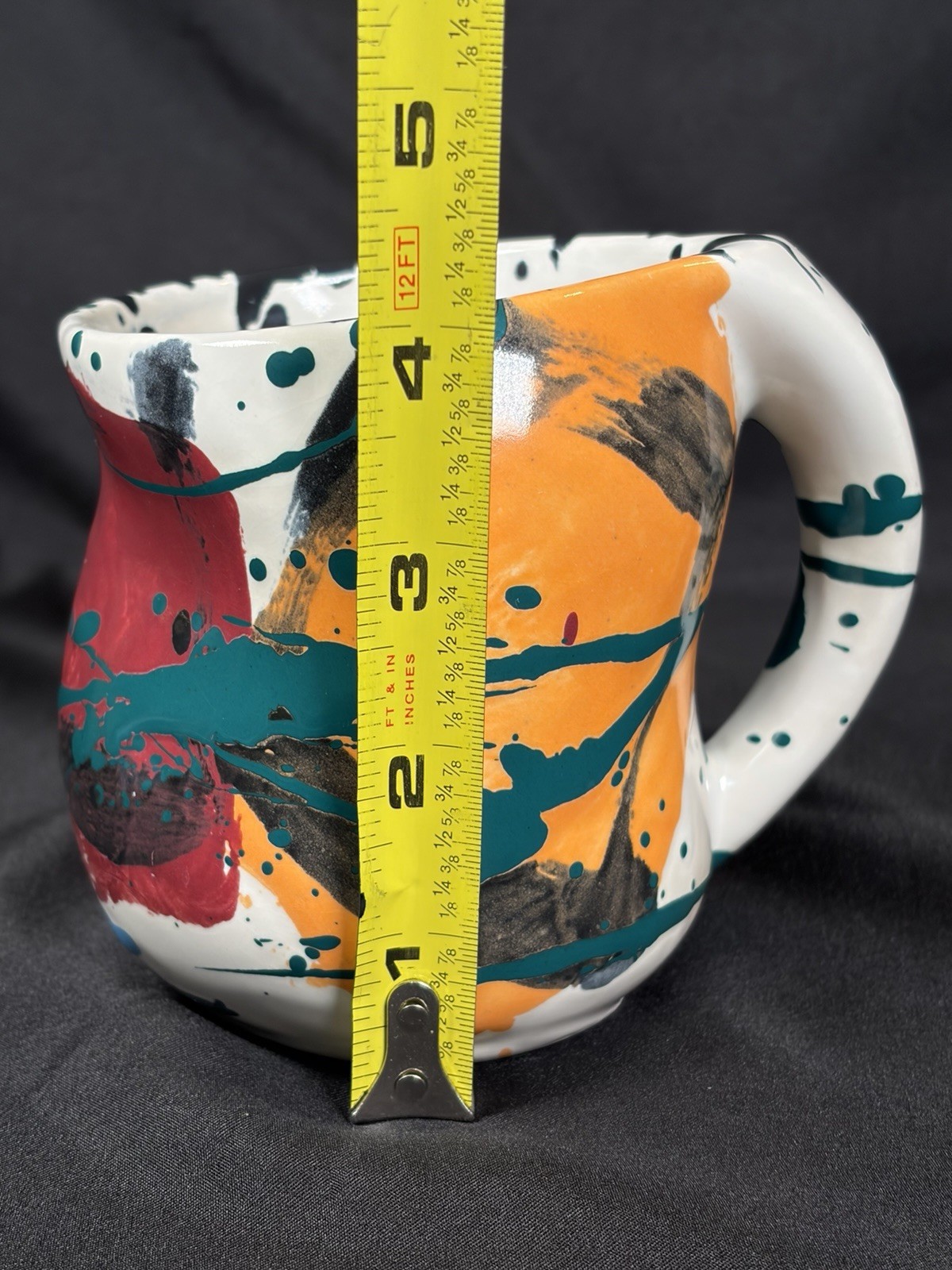 RARE CHARLES NALLE Studio Art Pottery Mug ABSTRACT Contemporary Splatter Multi