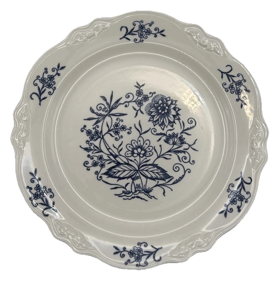 Homer Laughlin Imperial Blue Dresden Dinner Plate 10.25″ Scalloped USA Set Of 2