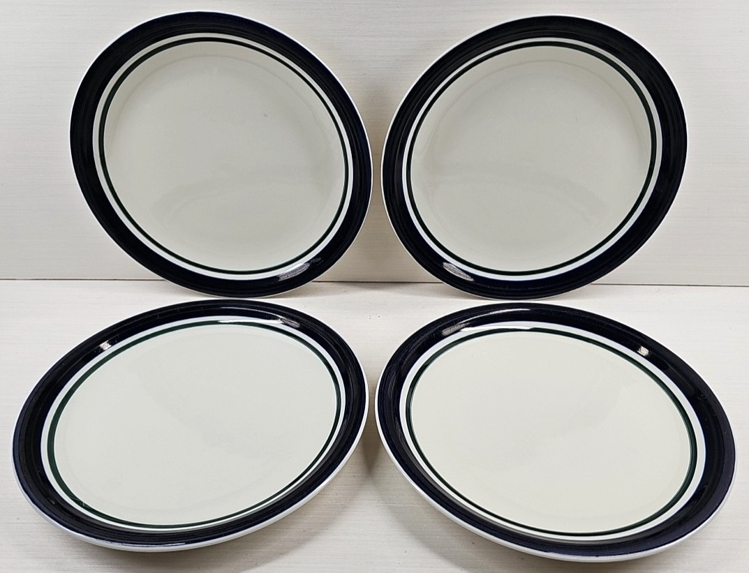 4 Tienshan Kitchen Basics Cobalt Green Dinner Plate Set Table Dining Dishes Lot