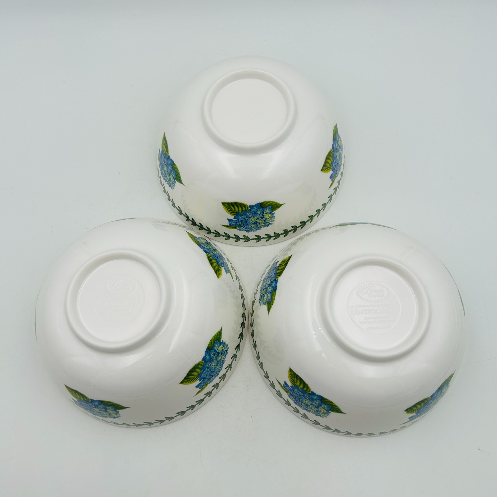 BOTANIC GARDEN Portmeirion Hydrangea Melamine Soup Cereal Bowl 6″ Set of 3