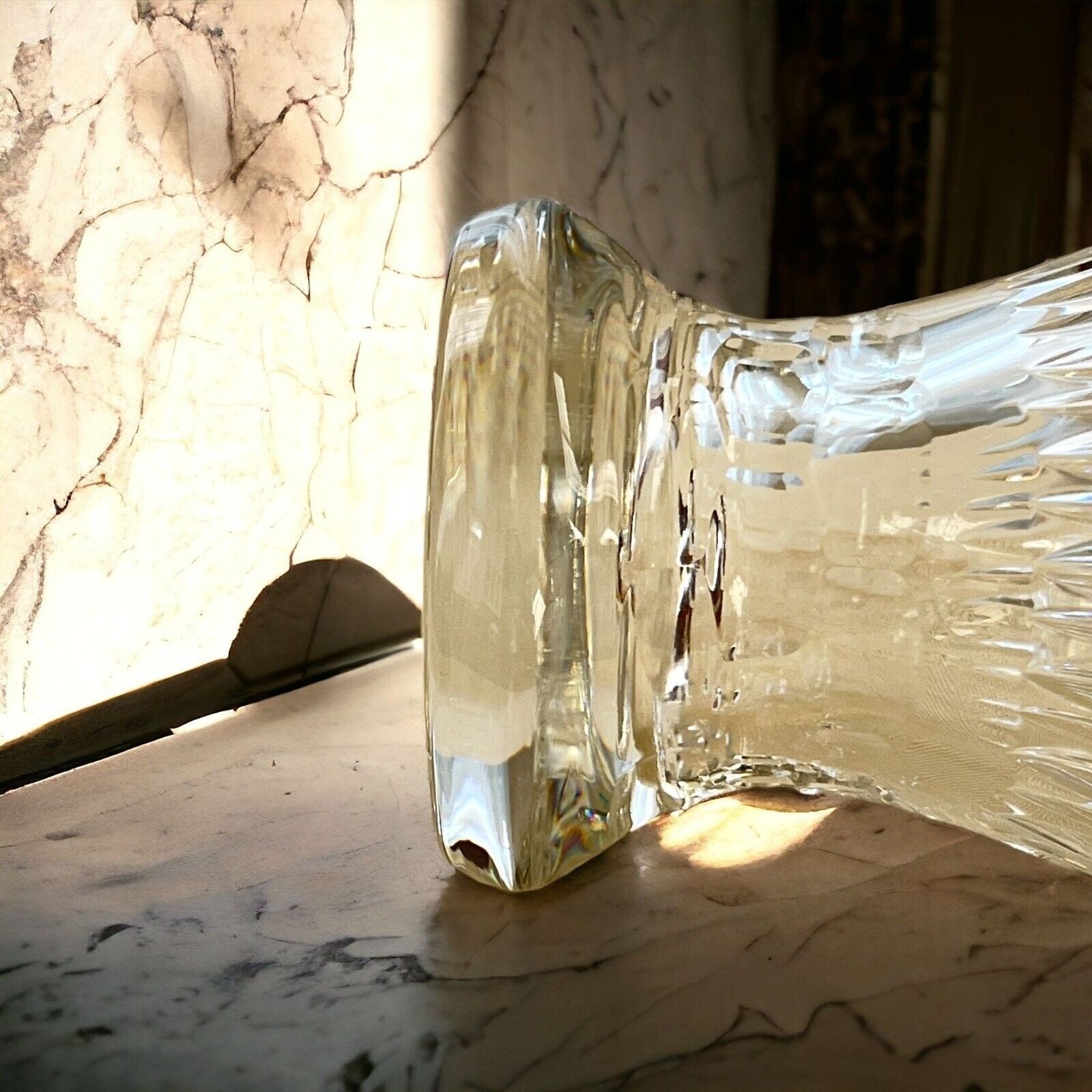 Crystal Pitcher 40 oz Footed Decorative 9 1/2″ Tall Applied Handle Unbranded