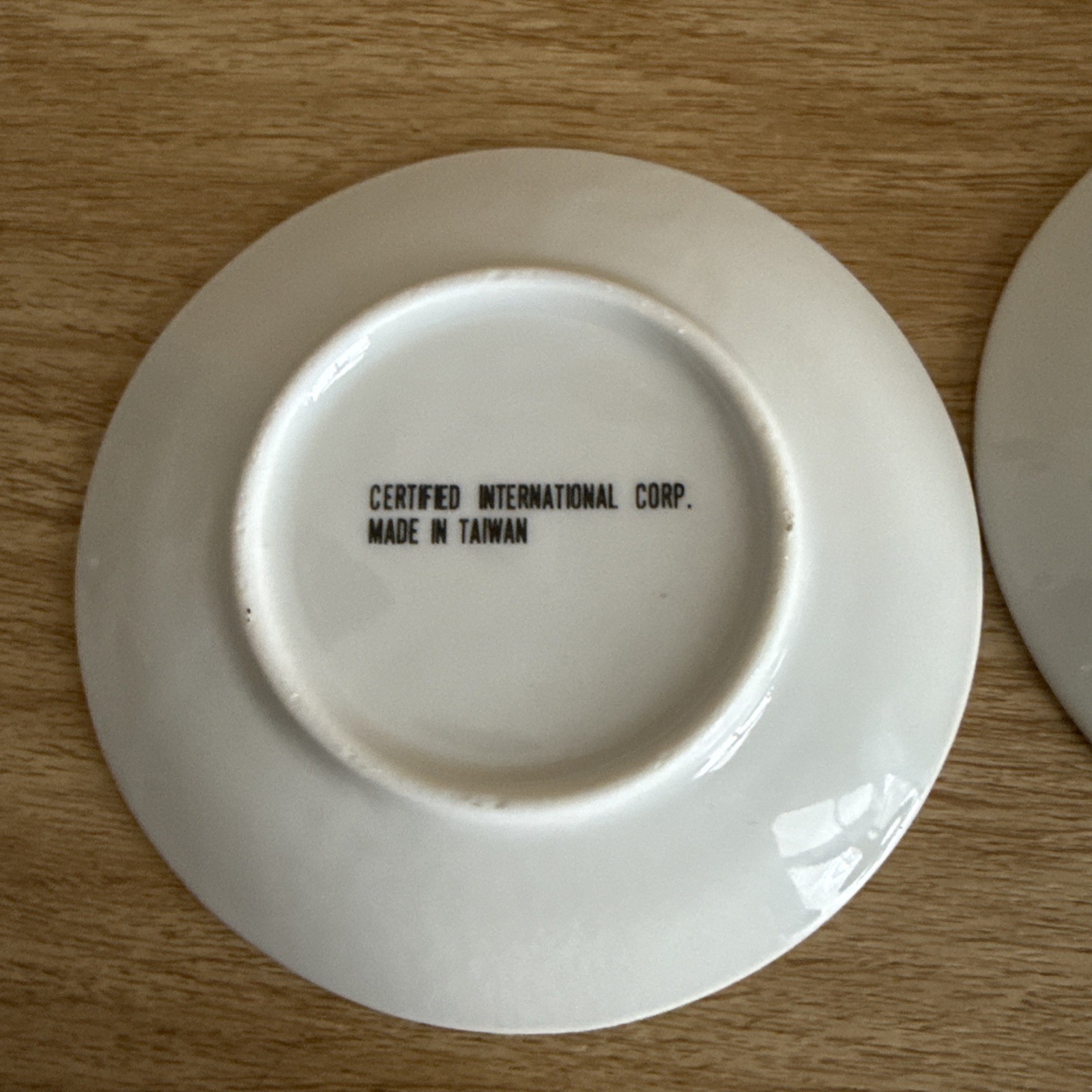 2 Certified International Plain White Round Small Saucers With Gold Trim 4.25”