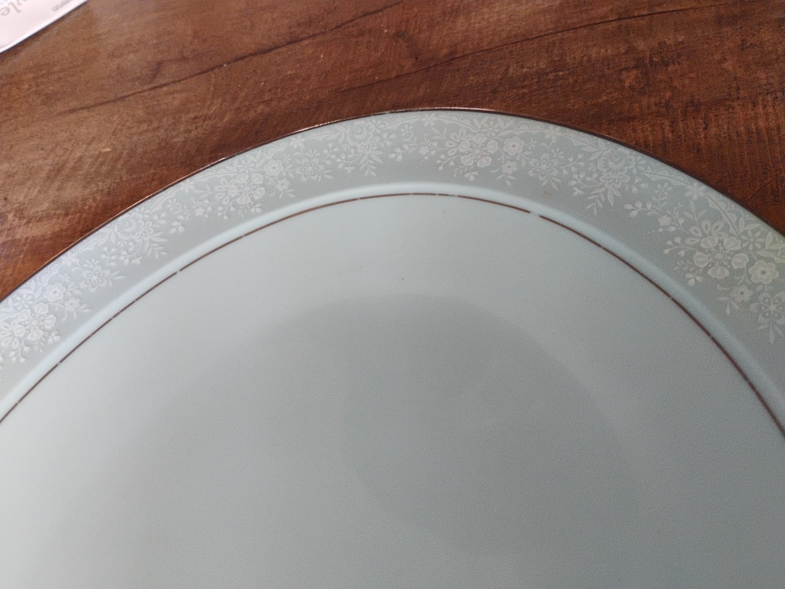 Noritake Fidelity Serving Platter Blue White Flowers Platinum Trim 13.75″