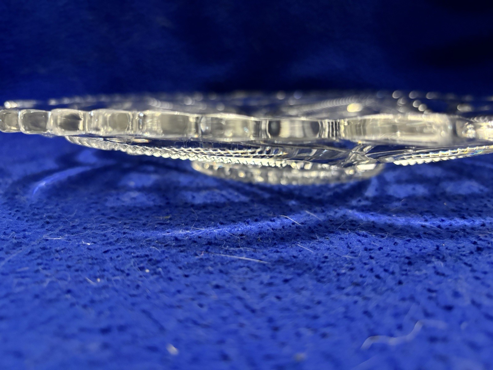 Antique EAPG Bryce Higbee New Crescent Platter Diamond Point Clear, 1850-1899