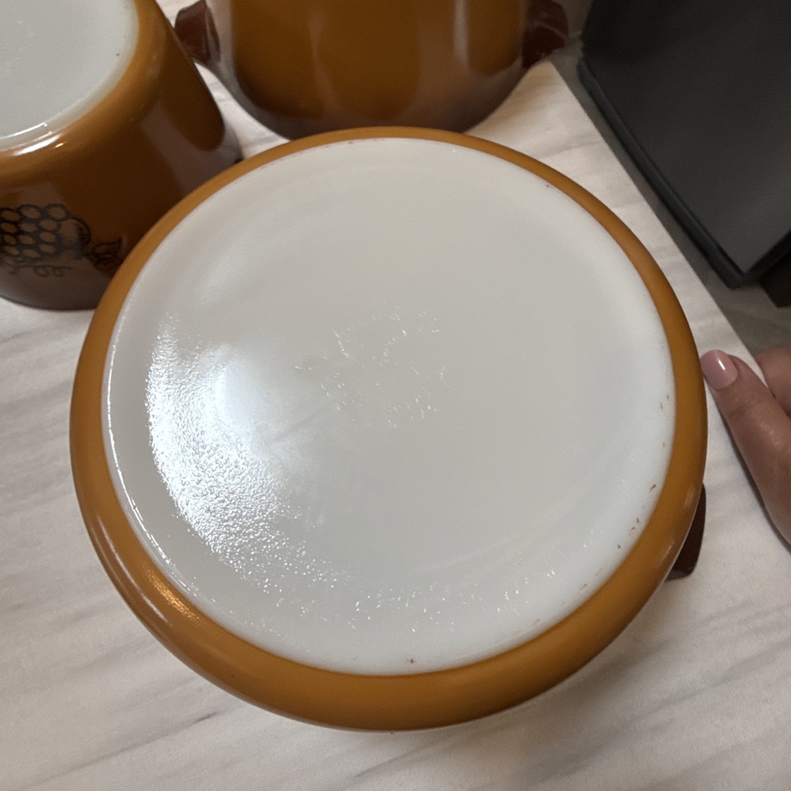 Lot of 3 Vintage Pyrex Old Orchard Brown Casserole Set with Lids 473, 474 475