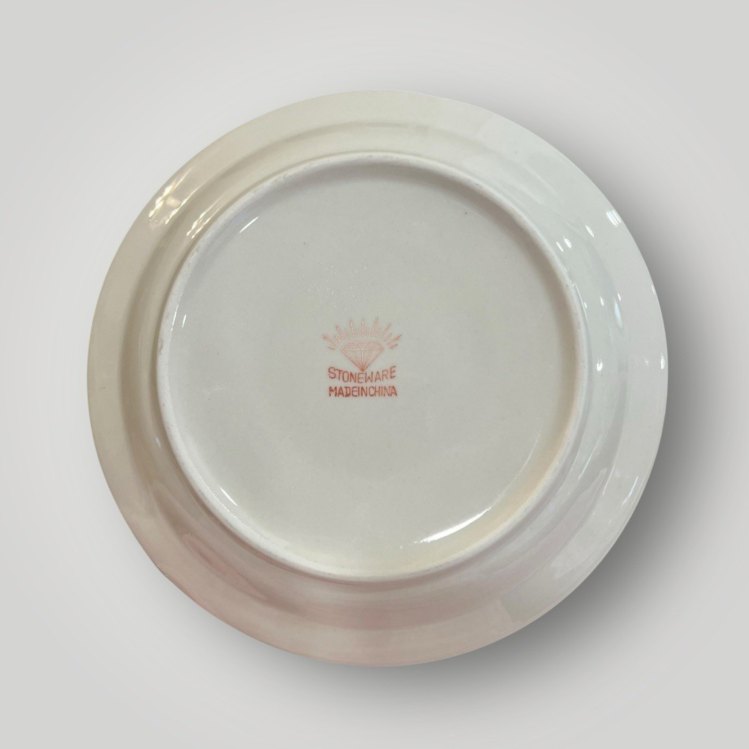 Diamond Design Stoneware Salad Plate 7.75in” Floral Wheat Brown Japan Preowned