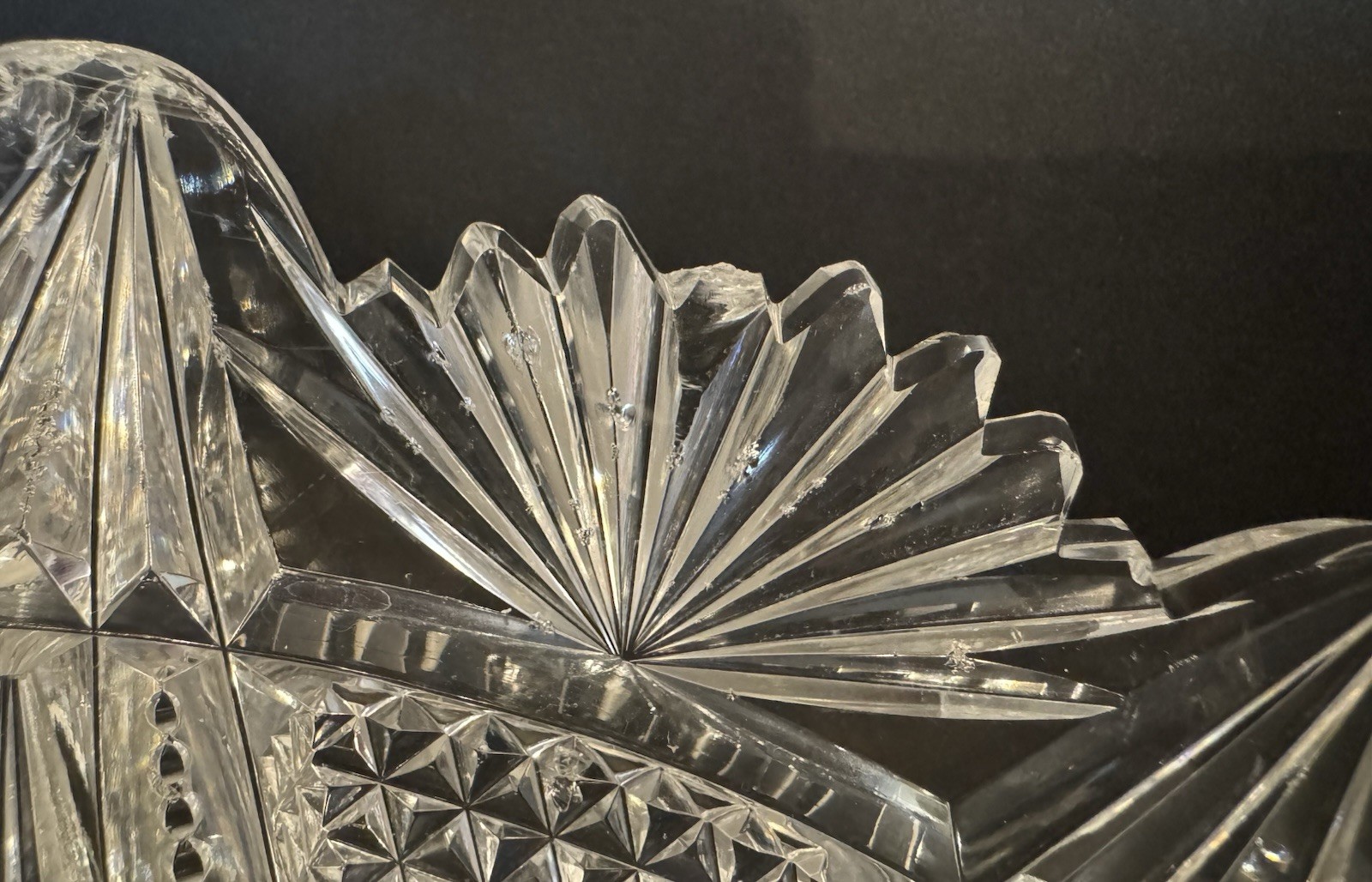 9” American Brilliant Period Crystal Glass Cut Bowl
