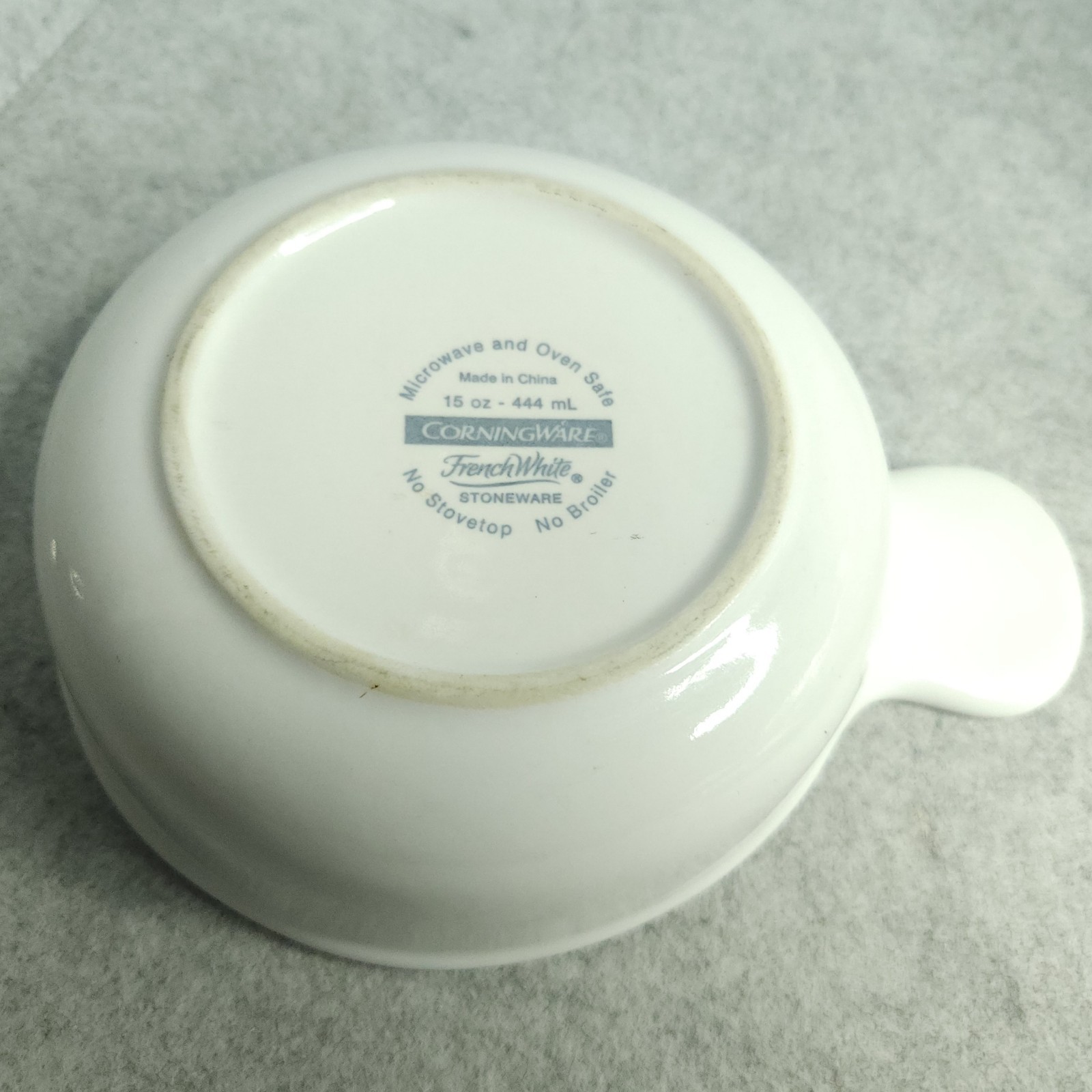 CorningWare French White 15 oz Stoneware Grab It Soup Bowl With Handle