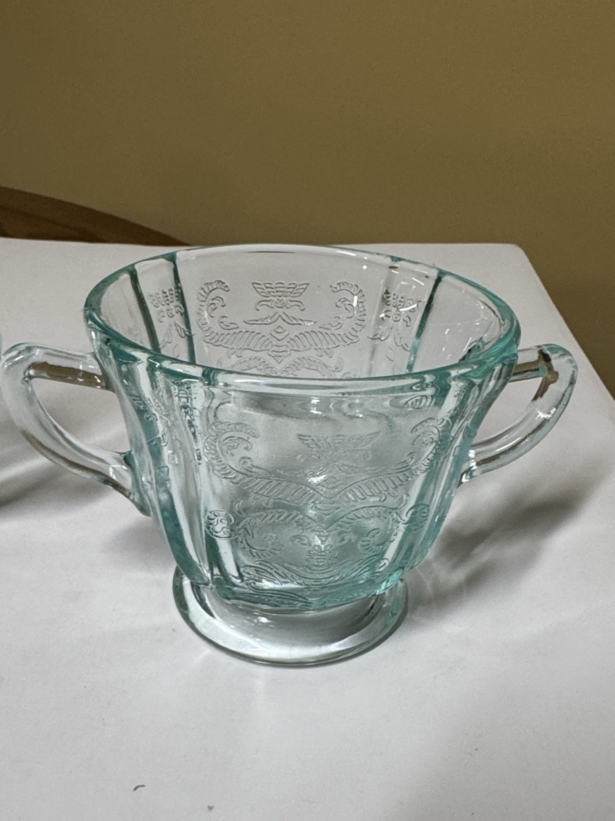 Indiana Glass Aqua Madrid Recollection Creamer and Sugar Set 3.25”