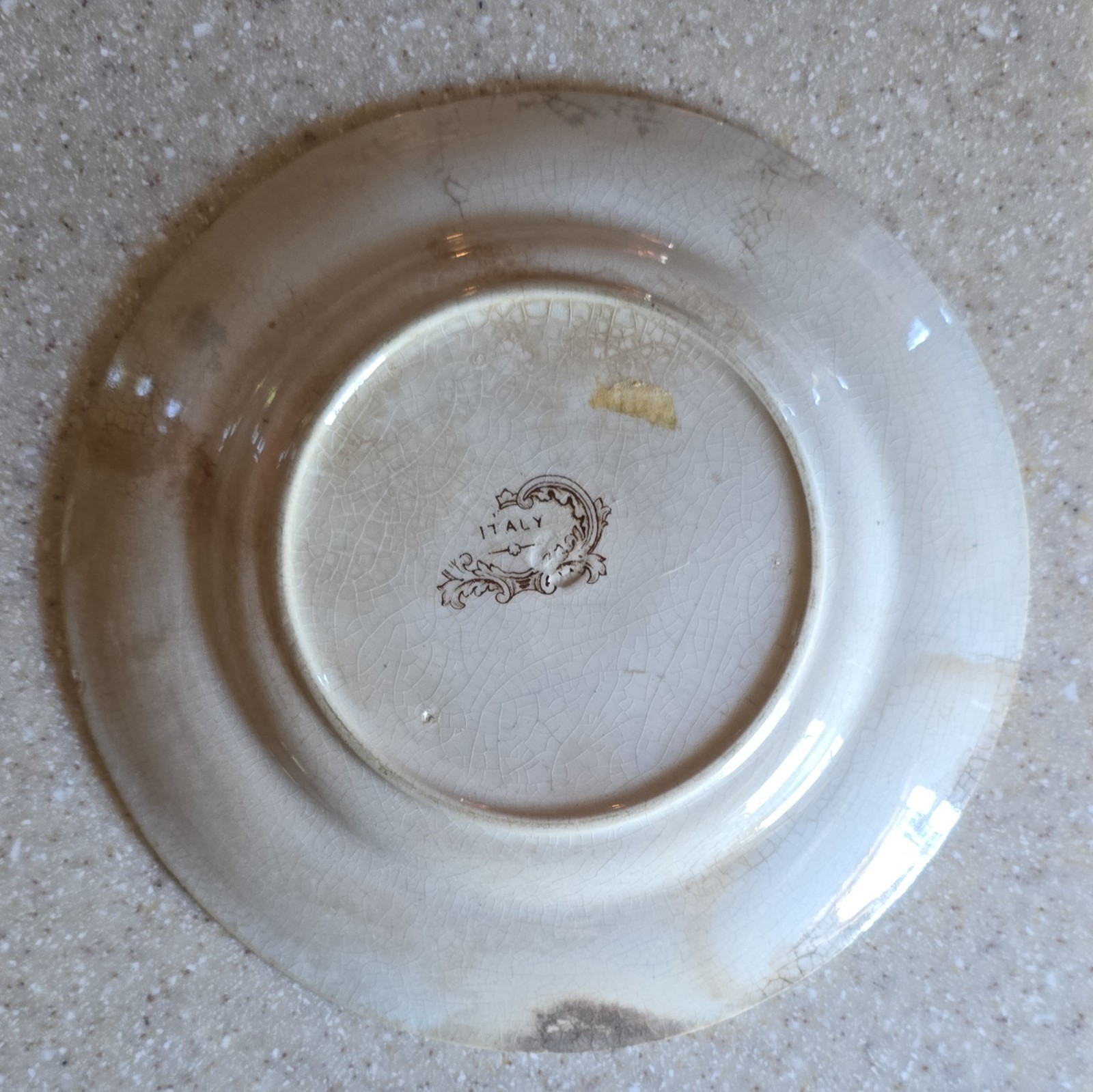 Antique Old Hall 1860s England Brown Transferware Plate – Rare Victorian ITALY