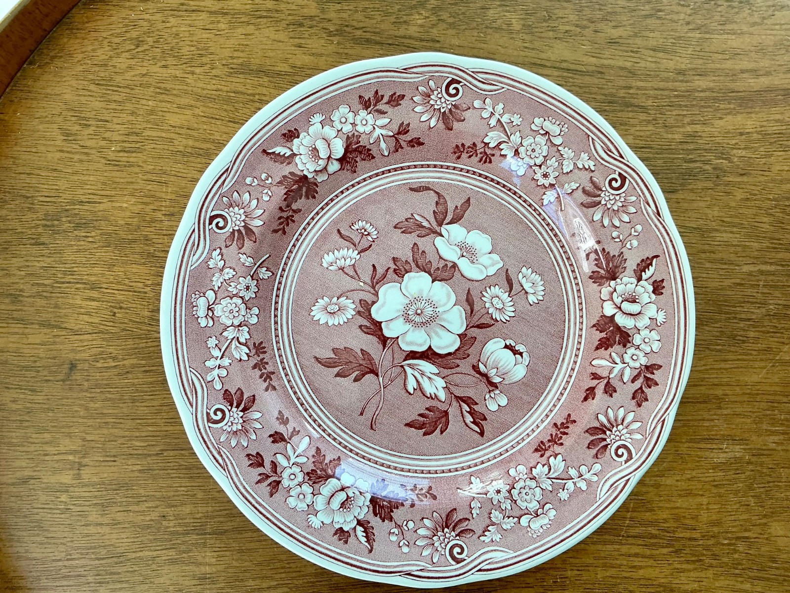 Vintage Mismatched China Salad Dessert Plates ~ Set of 4 ~ Pink/Red Transferware