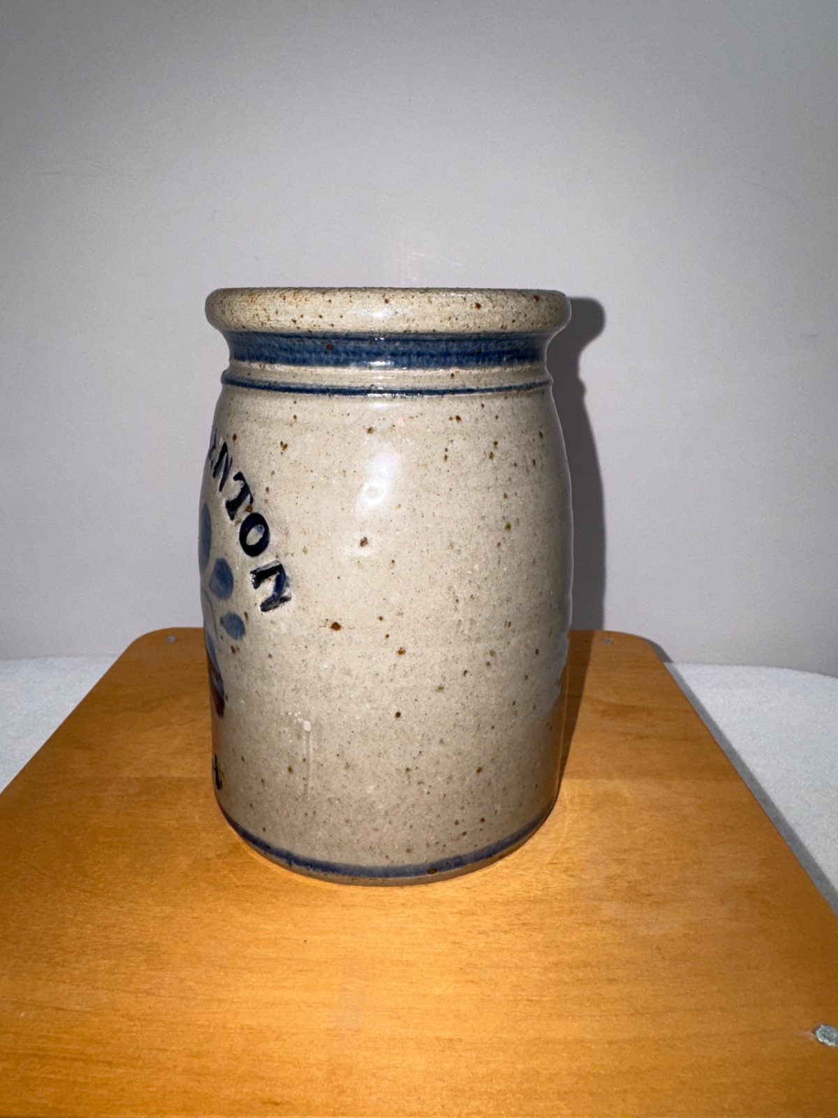 Vintage Crock North Canton Ohio Stoneware Salt Glaze Kitchen Utensil Holder 6″