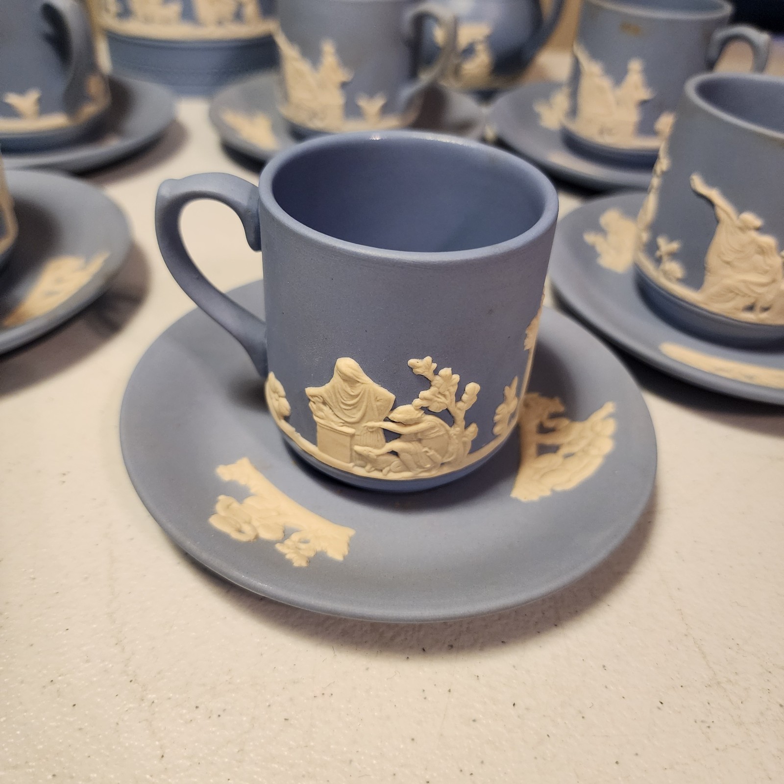 Vintage Dudson Hanley Blue Jasperware 19pc Coffee & Tea Service -…