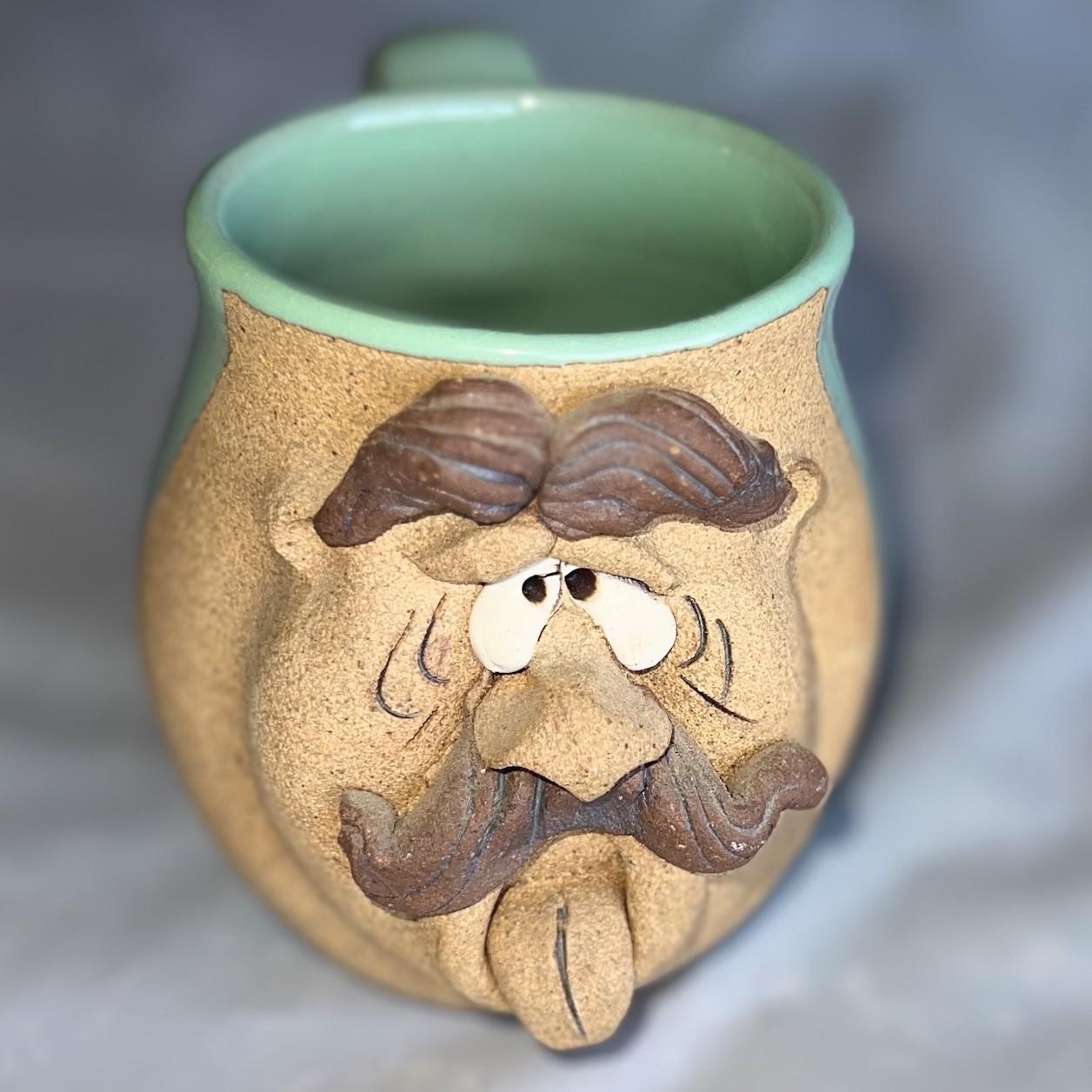 Vintage Studio Art 3D Pottery Ugly Face Mug – Tongue Out Yuck Funny Face