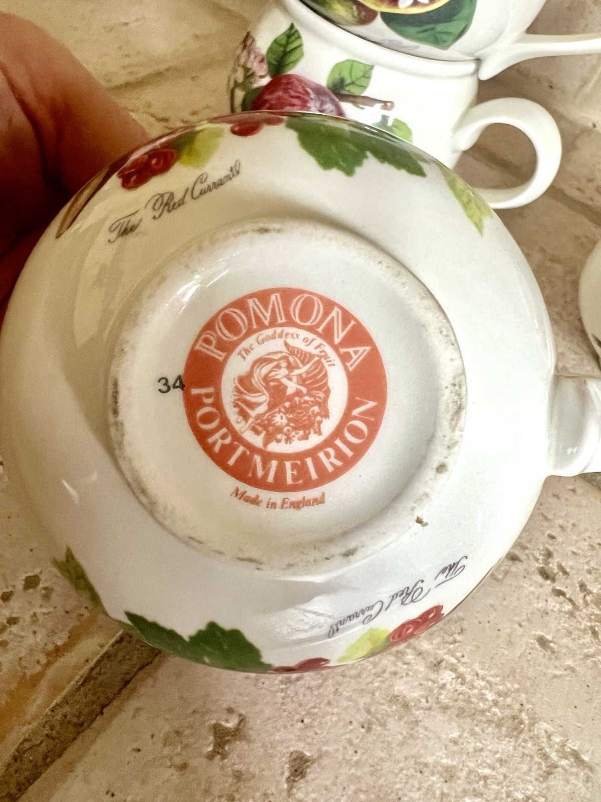 Portmeirion Pomona Fruit Cups Set Porcelain Made in England White Multicolor