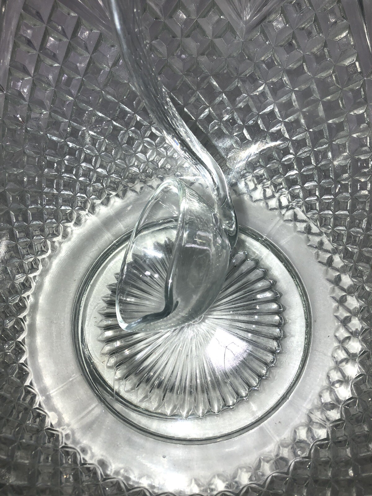 LE Smith Glass Pineapple Diamond Fan Punchbowl With Underplate