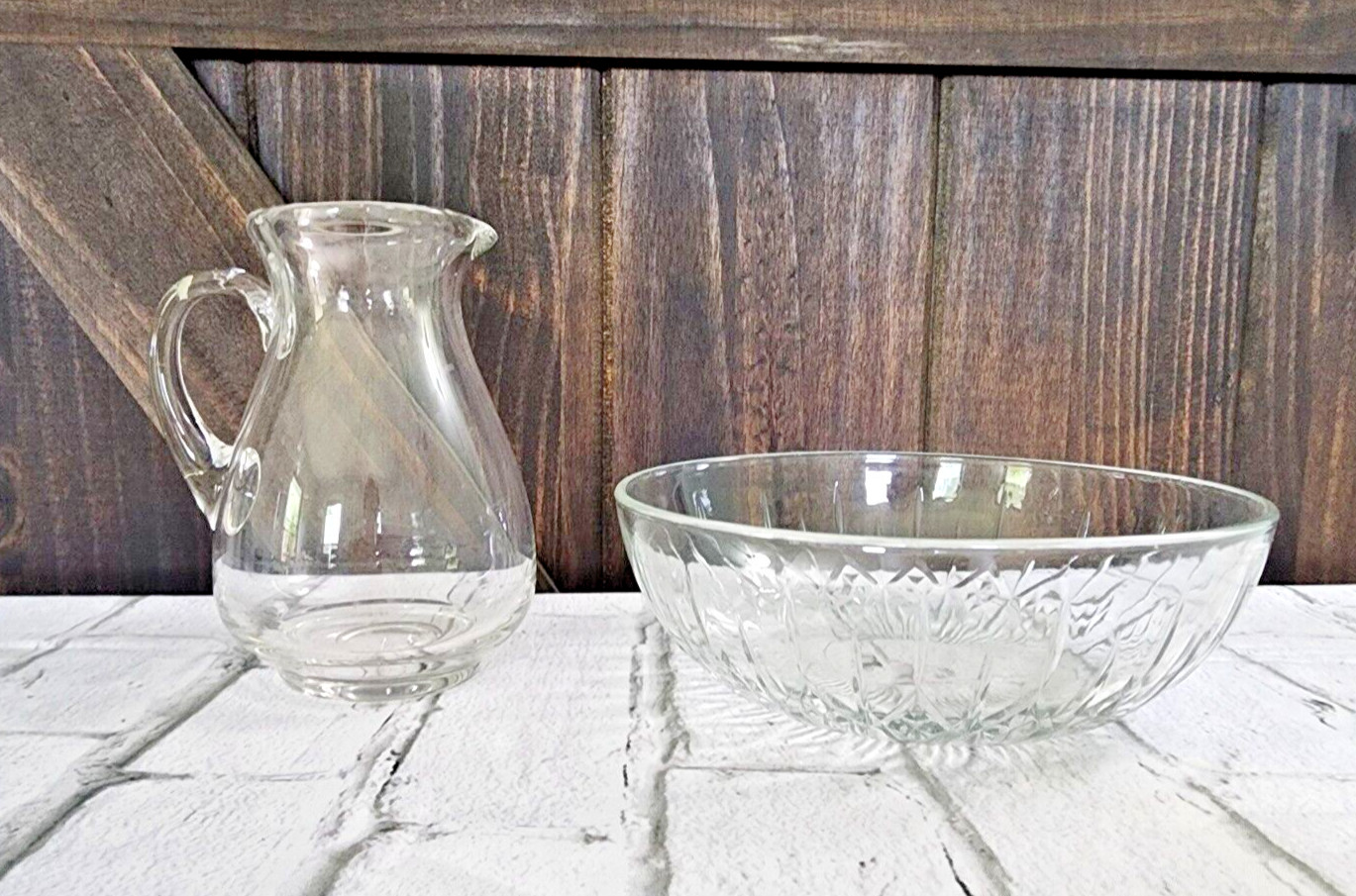 Crystal Candy Dish 7.5 Inches with Crystal creamer 6 Inches