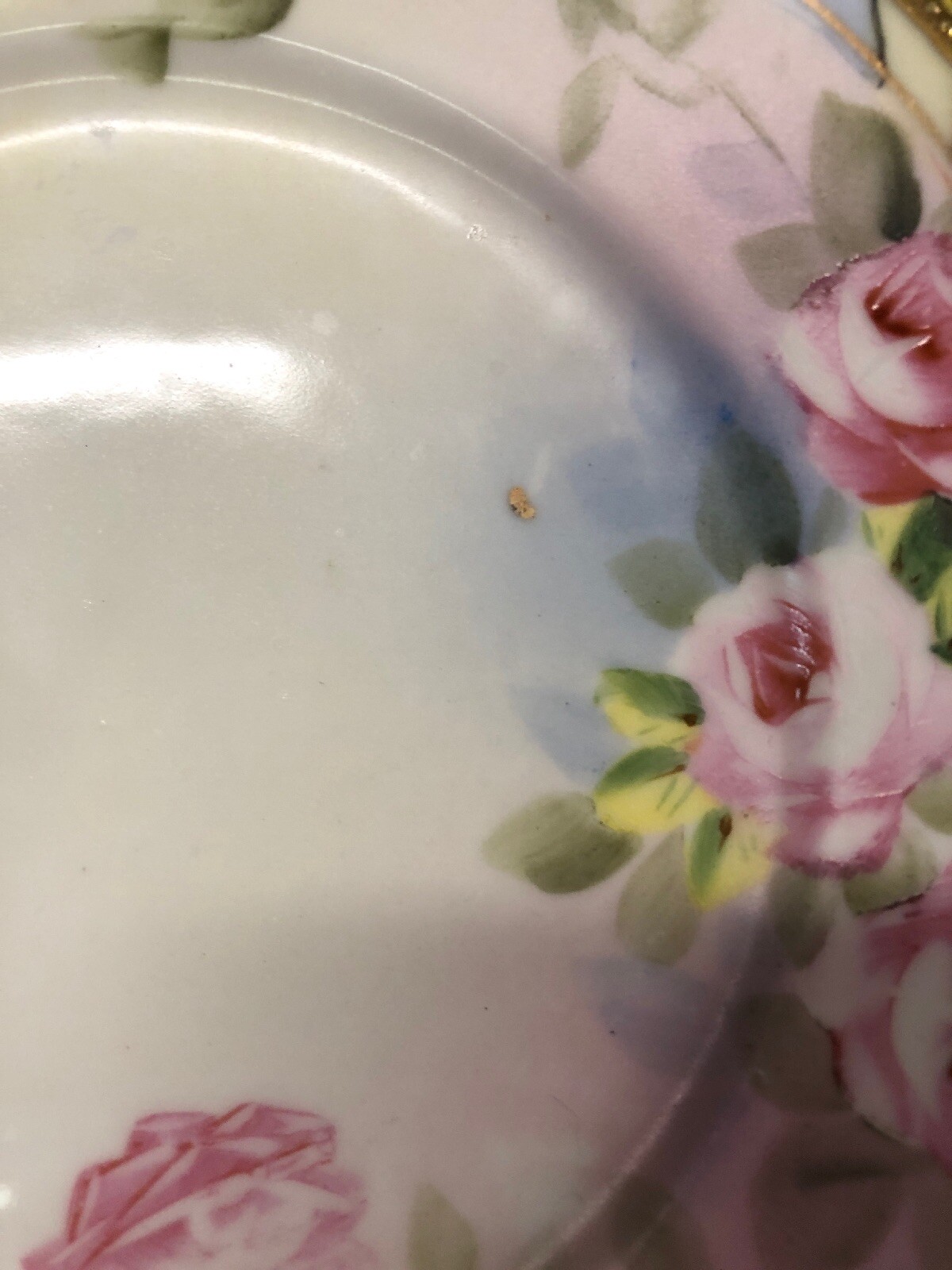 Vintage Antique Nippon Gold Rose floral Dessert Appetizer Plates plate set 6
