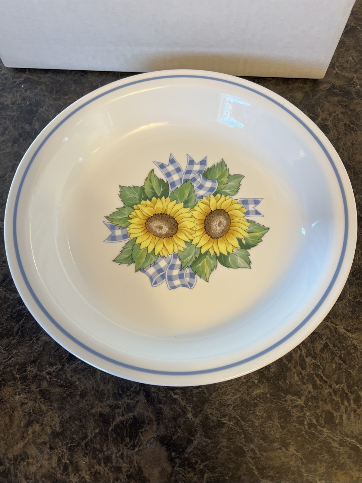 vtg Corelle Sunsation Sunflower 10.25″ Pie Serving Platter Plate Bowl Dish