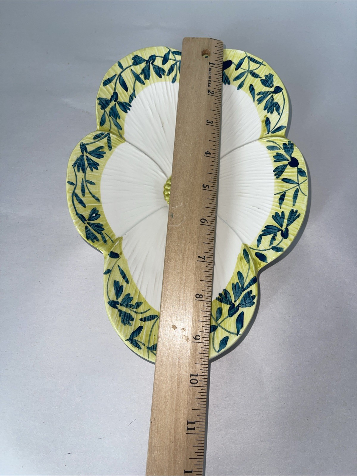 Vintage Italian Pottery Flower Dish Bowl Hand Painted Made in Italy 9.5×6.5”