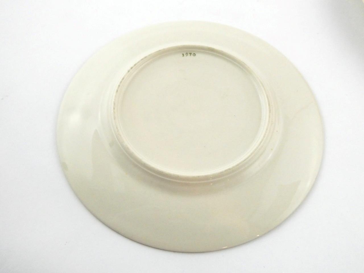 1970s Hand Painted Porcelain 5 Piece Place Setting Yellow Roses Signed VGOOD