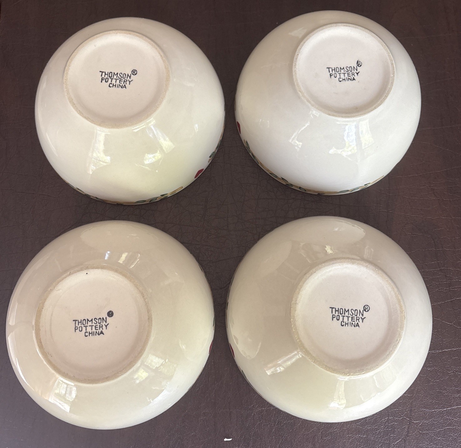 Thompson Pottery Birdhouse 6” Cereal Soup Bowls Set Of 4 vintage collectible EUC