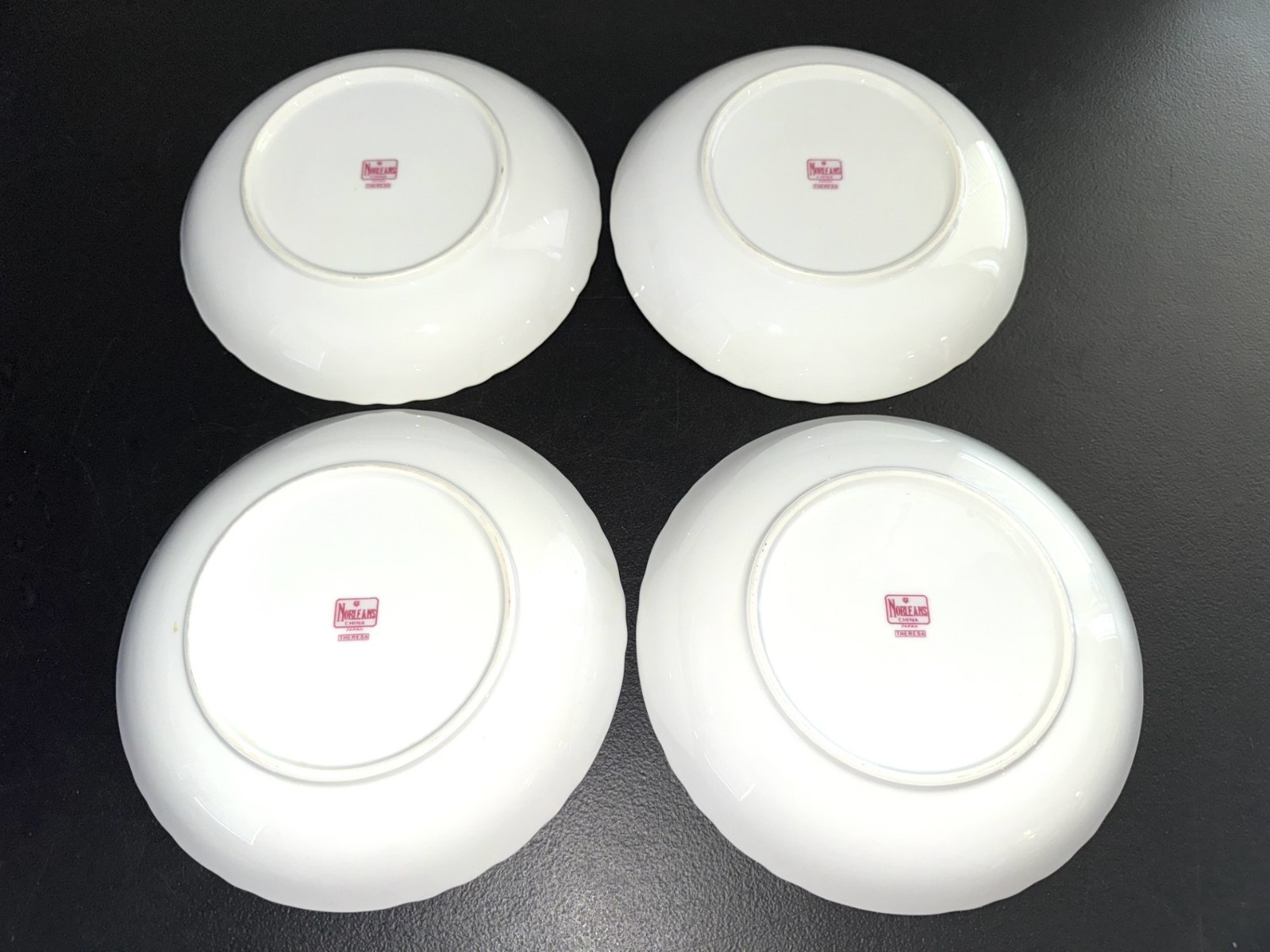 VINTAGE 4 pc NORLEANS THERESA JAPAN COUPE SOUP BOWL FINE CHINA PLATINUM 1964-