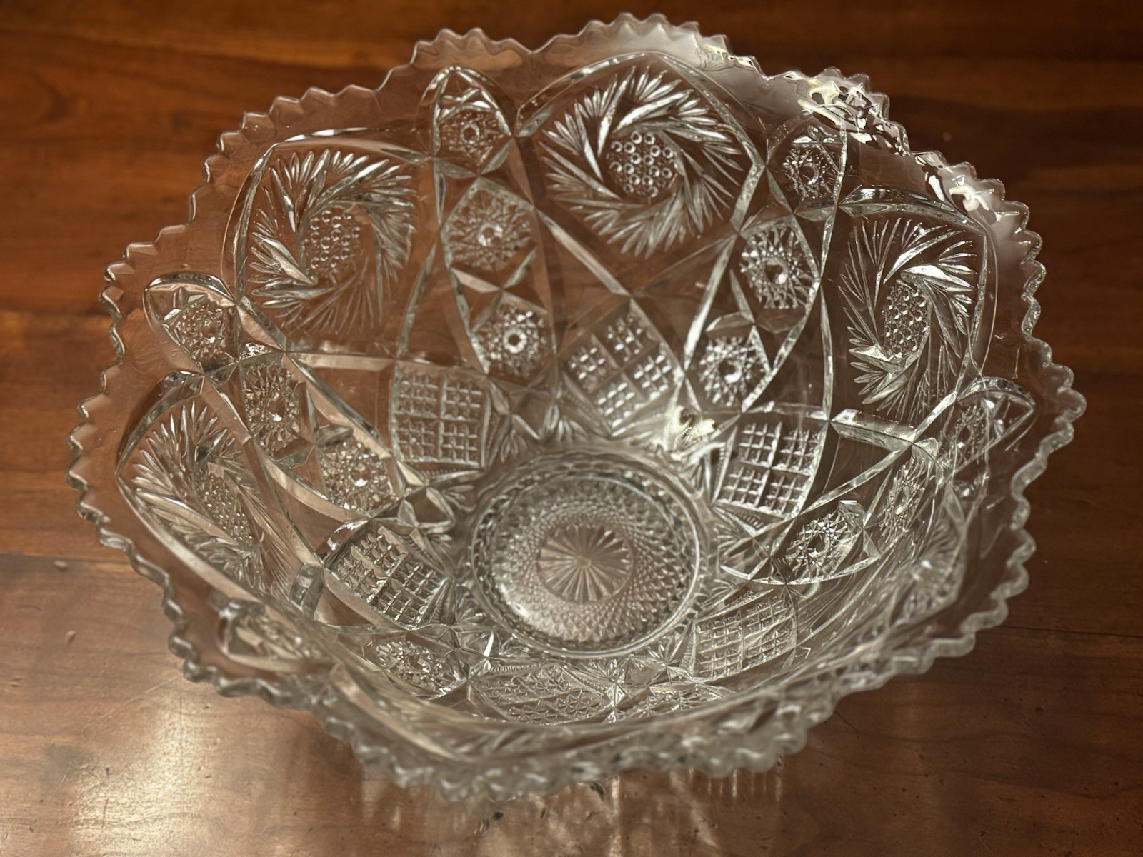 Vintage Imperial Glass Whirling Star Clear Large 13” Punch Serving Bowl