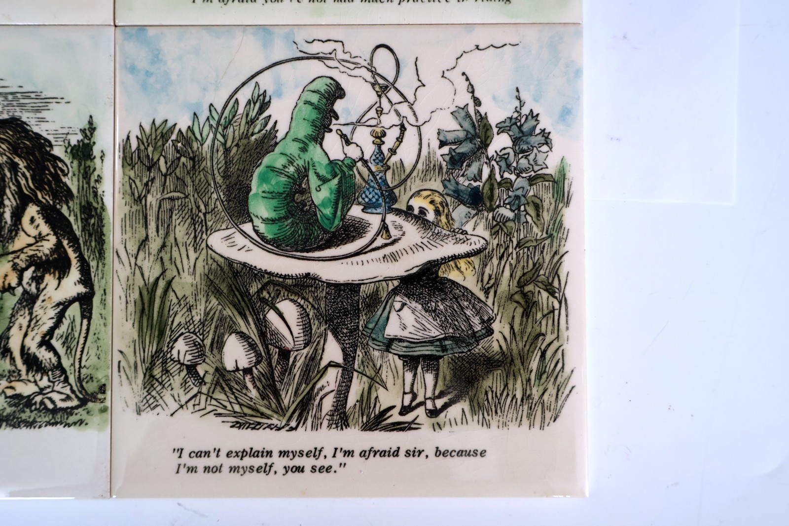 Set of Four Vintage English Pottery Alice in Wonderland Tiles