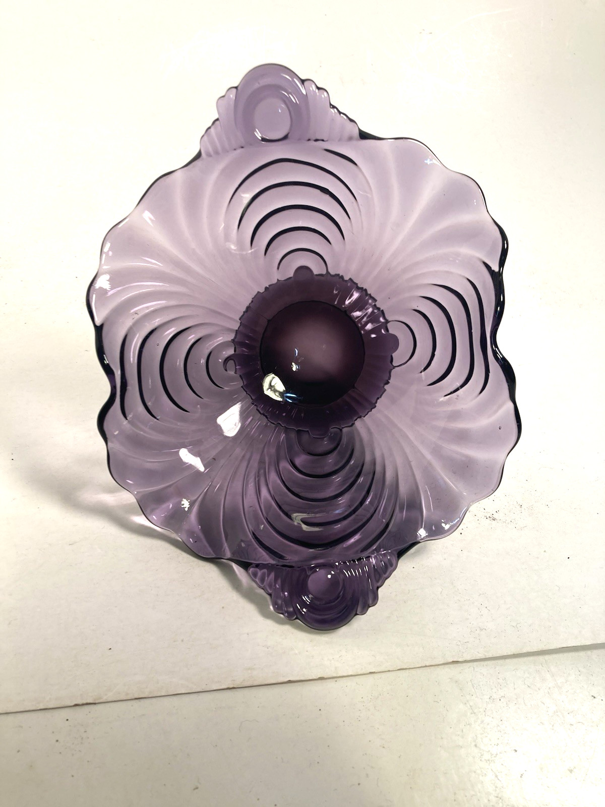 Vintage Purple Glass Dish, server, candy dish, compote, irradiated