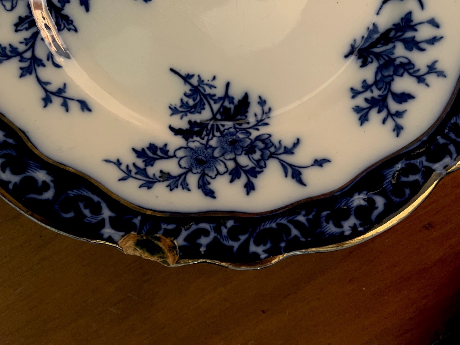 🌟Mismatched Antique Flow Blue China Plates Wall Decor Mixed Sizes Lot -3 ..READ