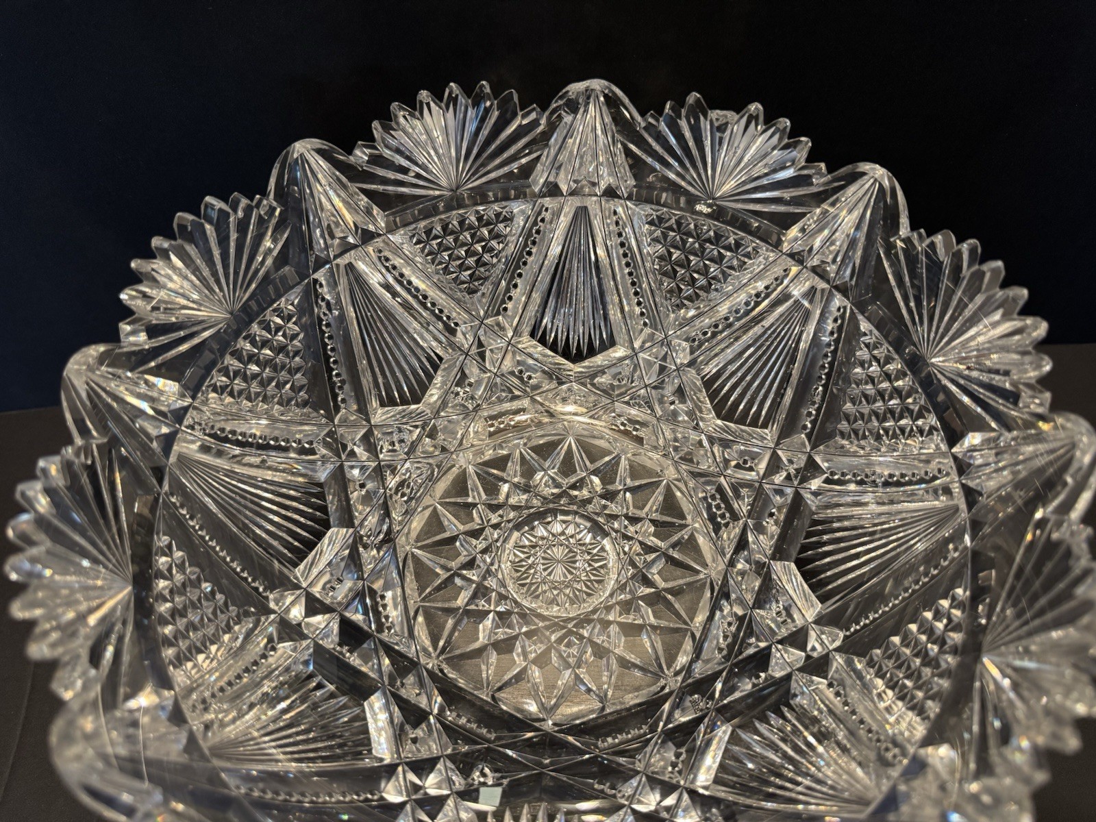 9” American Brilliant Period Crystal Glass Cut Bowl