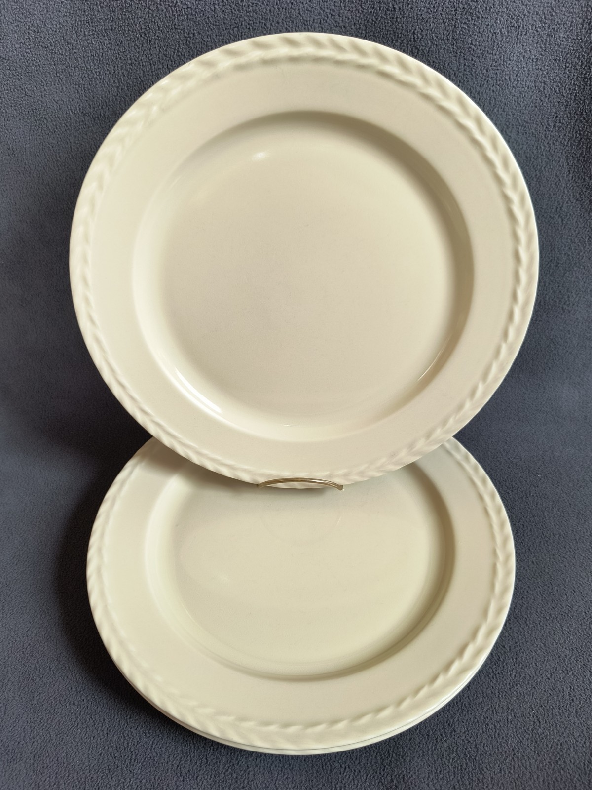 3 Wedgwood Stoneware Stone Harbor Sand Dinner Plates Set Nice Condition 11″