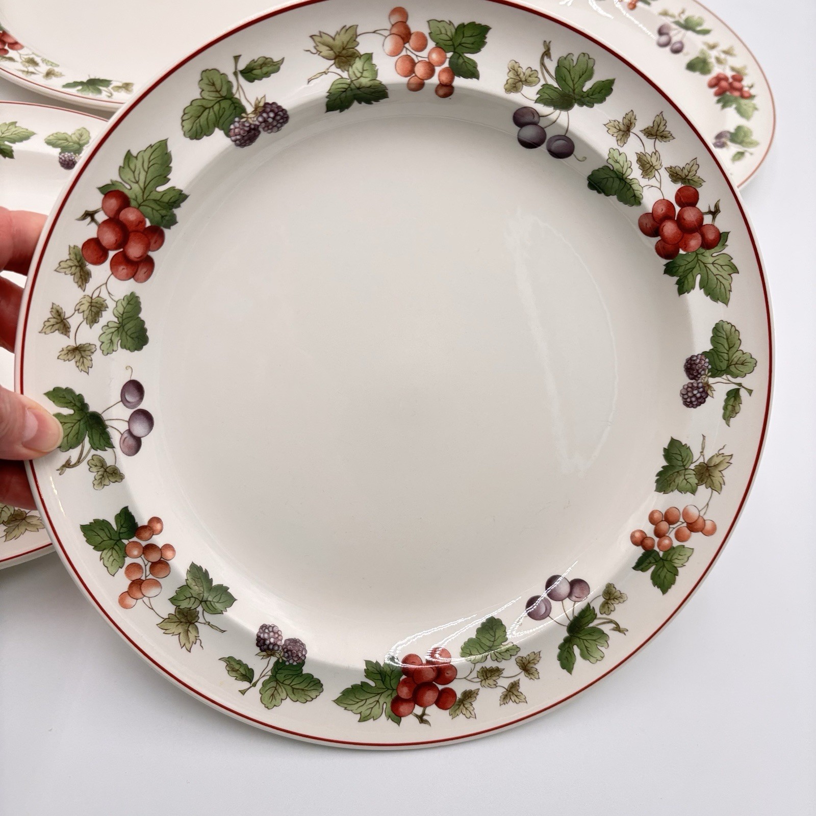 Vtg Wedgwood Provence Queen’s Ware Dinner Plates Set Of 4 Fruits Border England